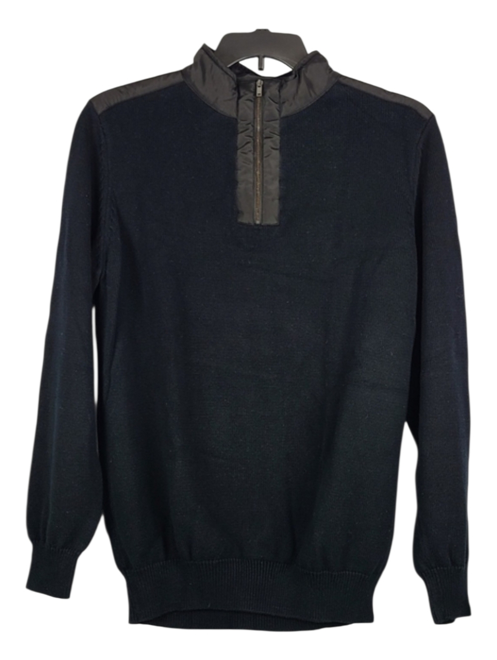 Mark Law Men’s Black Quarter Zip Knit Sweater Size Large Minimalist Classic
